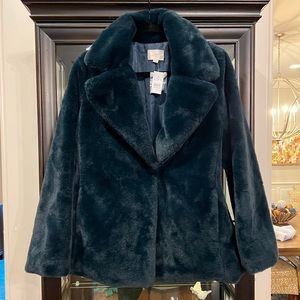 NWT Ann Taylor LOFT coat. SUPER soft! Dark teal color. Size M.